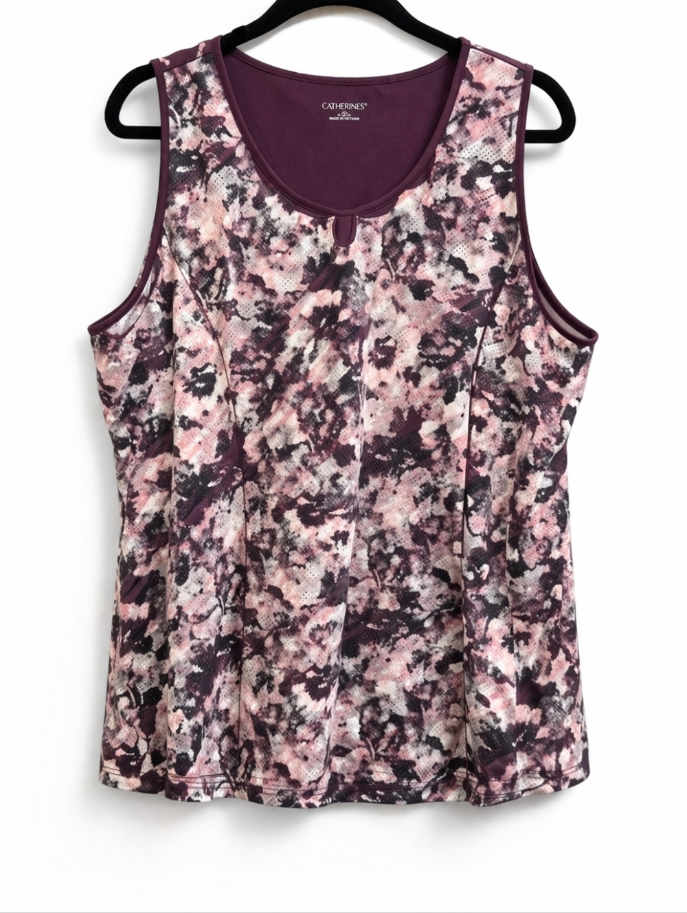 Catherines Floral Athletic Sport Sleeveless Shirt Plus Size Performance Top